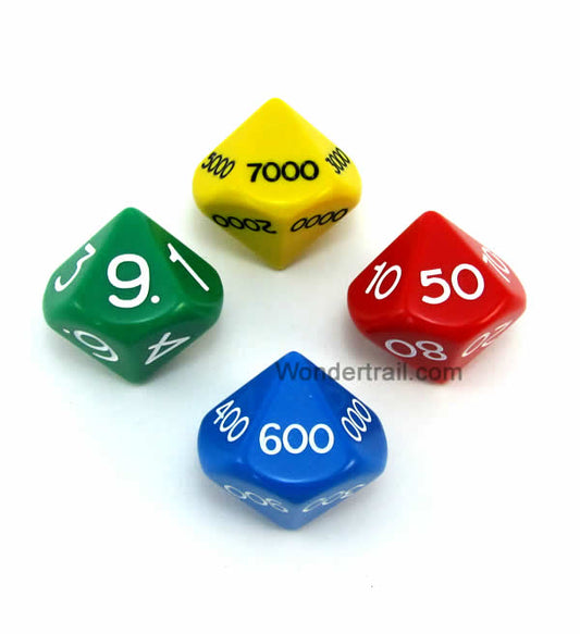 KOP15895 Place Value Dice Assorted Colors Numbers D10 29mm Pack of 4 Main Image