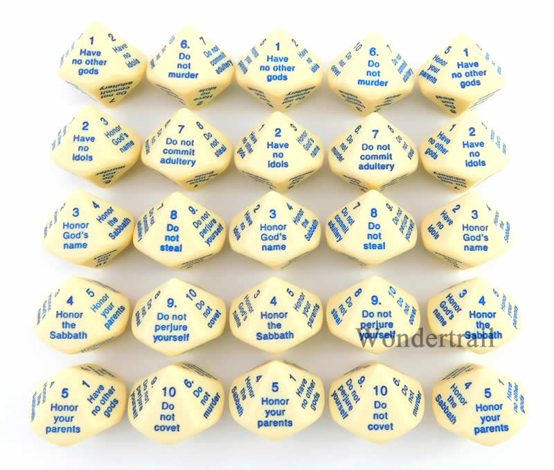 KOP16865 The Ten Commandments Dice D10 29mm (1.14in) Bulk Pack of 25 Main Image