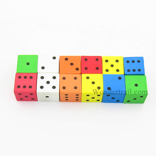 KOP17332 Assorted Foam Dice with Black Dots D6 16mm (5/8in) Pack of 12 Main Image