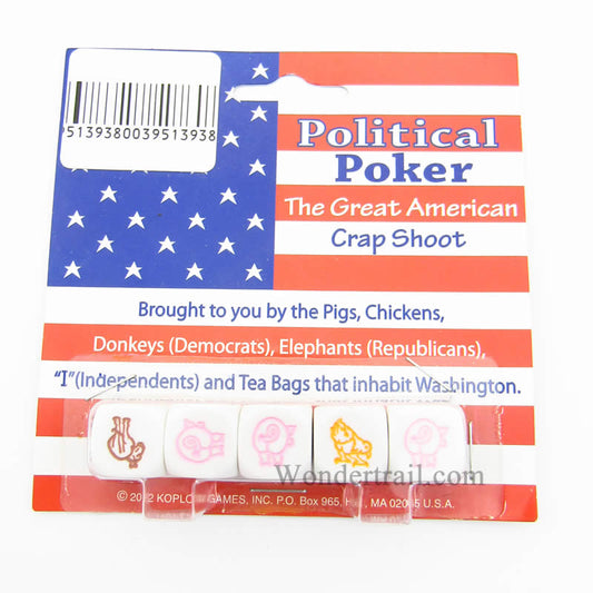 KOP17965 Political Poker Dice Game D6 16mm (5/8in) Pack of 5 Dice Koplow Main Image