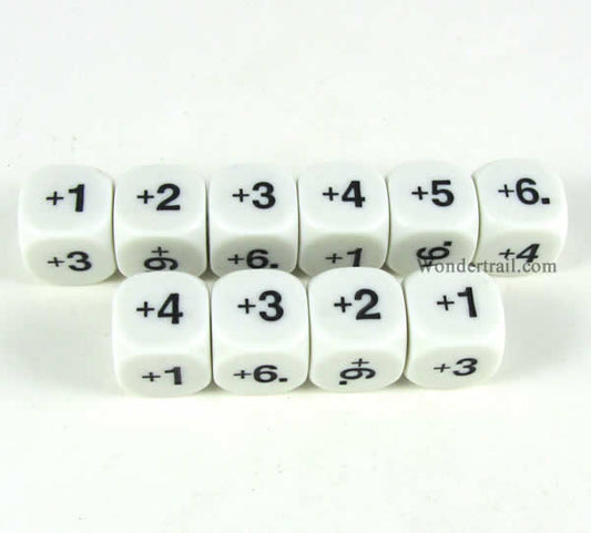 KOP18201 Addition Dice White Dice Black Numbers D6 16mm Pack of 10 Main Image