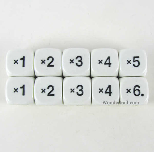 KOP18204 Multiplication Dice White Dice Black Numbers D6 16mm Pack of 10 Main Image