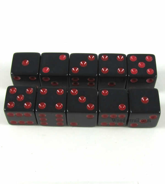 KOP18339 Black Opaque Dice with Red Pips D6 16mm (5/8) Set of 10 Main Image