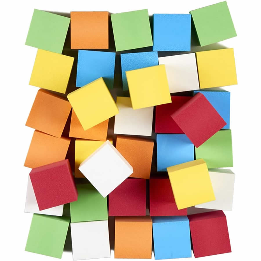 KOP18932 Assorted Opaque Foam Dice Blank D6 50mm Bulk Pack of 36