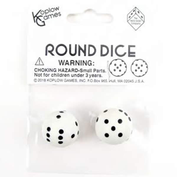 Koplow Games koplow games white opaque dice with black pips d6 25mm (1in)  pack of 2