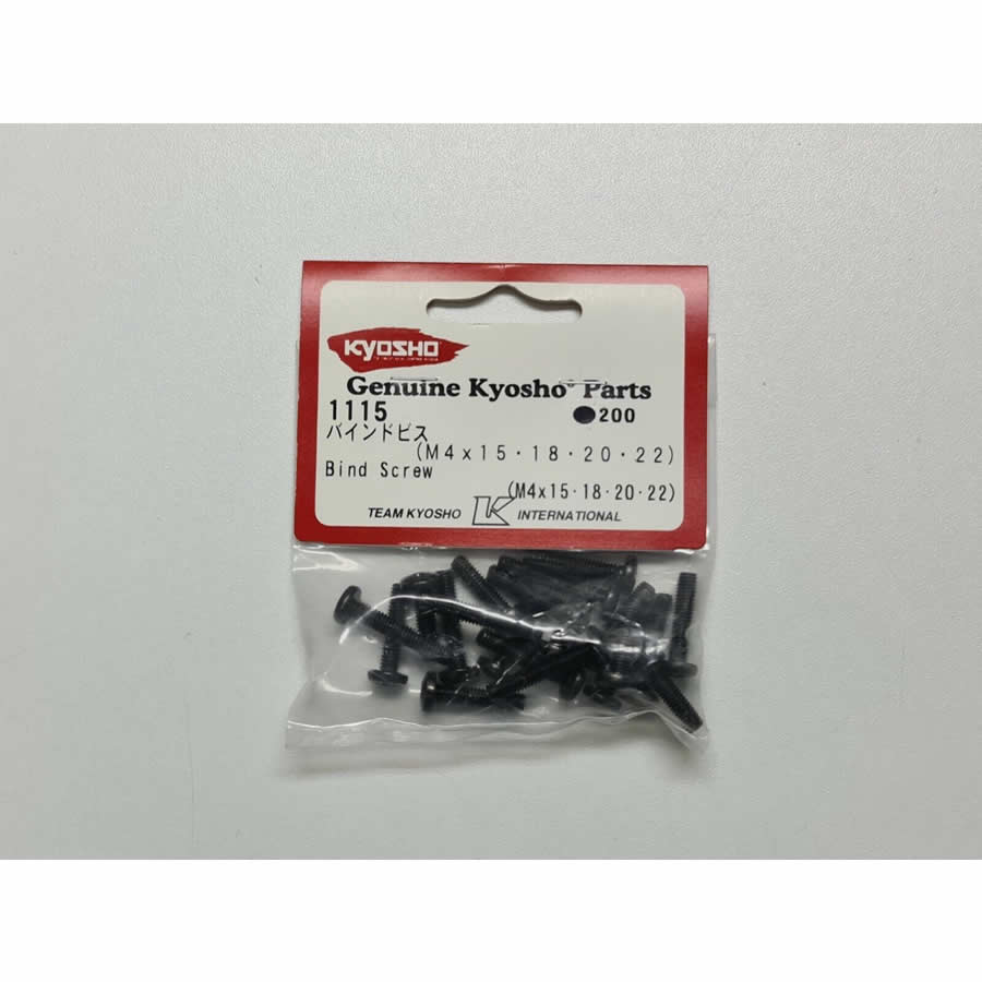 KYO1115 Screws 4mm Thick x,15, 18, 20, 22mm Long Bind Head Machine