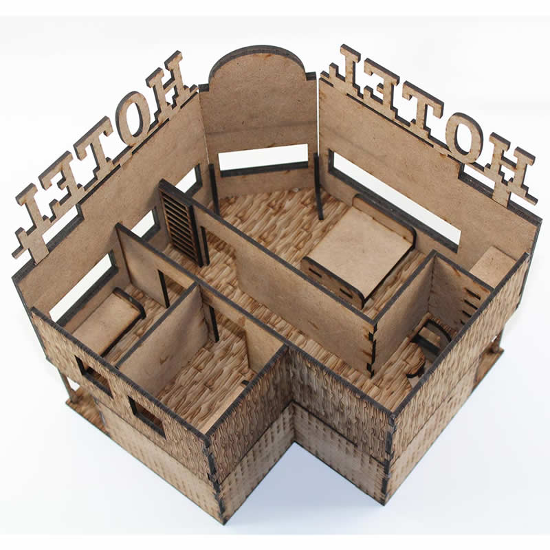 LCW2115 Old West Hotel 28mm Scale Miniature Terrain Building Laser Craft 5th Image