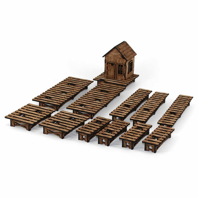 LCW2205 Bayou Wharf And Dock House 28mm MiniatureTerrain Laser Craft Main Image