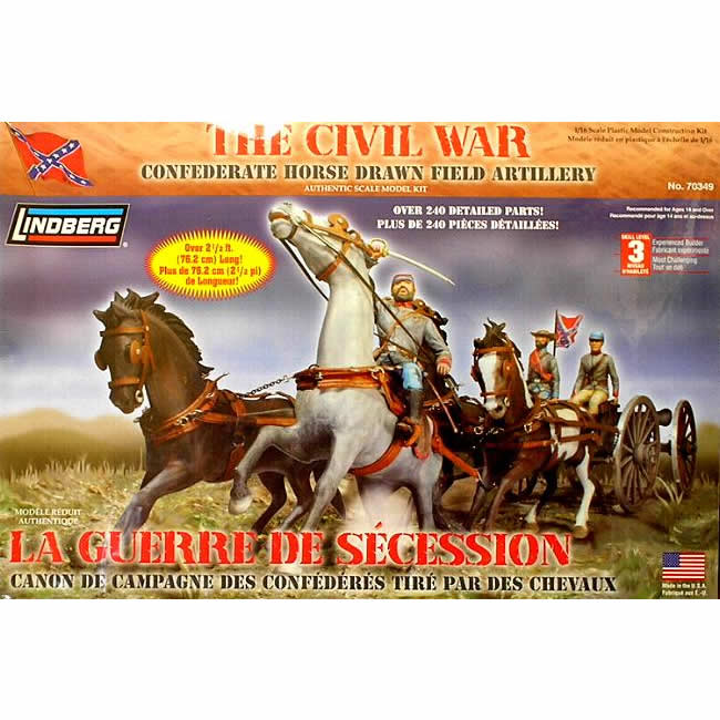 LIN70349 Civil War Confederate Horse-Drawn Field Artillery 1/16 Lindberg Main Image