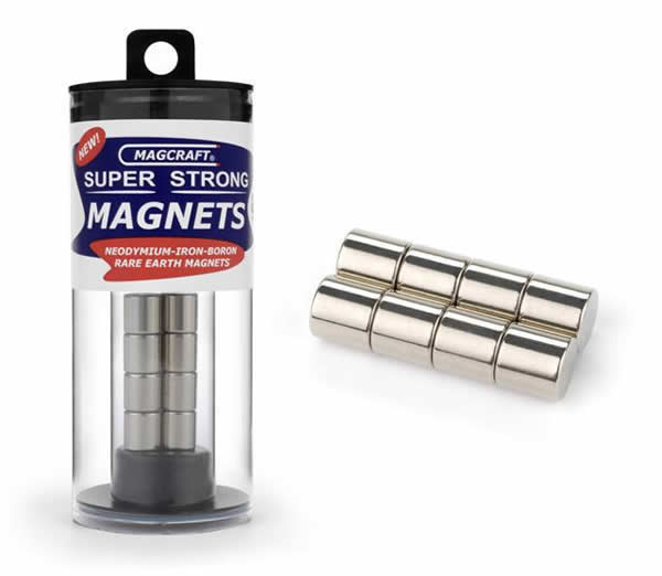 MACNSN0567 Rare Earth Rod Magnets 0.375 inch diameter x 0.375 inch long (9.525x9.525mm)(8) Magcraft Main Image