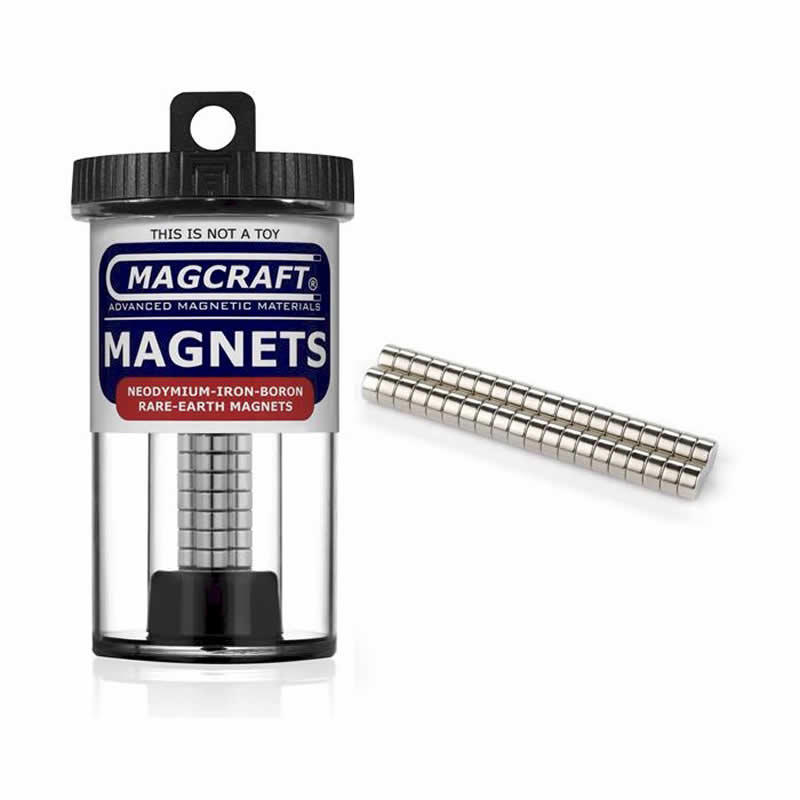 MACNSN0579 Rare Earth Disk Magnets .25 Diameter X .125 Thick (6.35 x 3.175mm) 40 Count Magcraft Main Image
