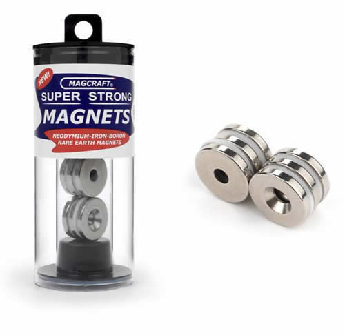 MACNSN0587 Rare Earth Ring Magnets .75 od x .125Thick x 0.2 Countersunk Hole (19.5 x 3.175 x 5.08mm) 6 Count by Magcraft Main Image