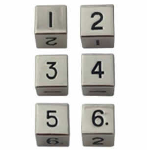 MET0026 Silver Color Solid Metal Dice Polyhedral D6 16mm (5/8in) Pack of 6 Main Image