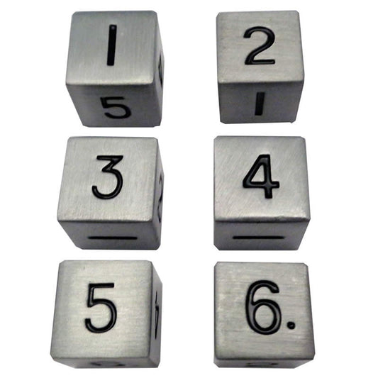 MET0066 Antique Silver Color Solid Metal Dice D6 16mm (5/8in) Pack of 6 Main Image