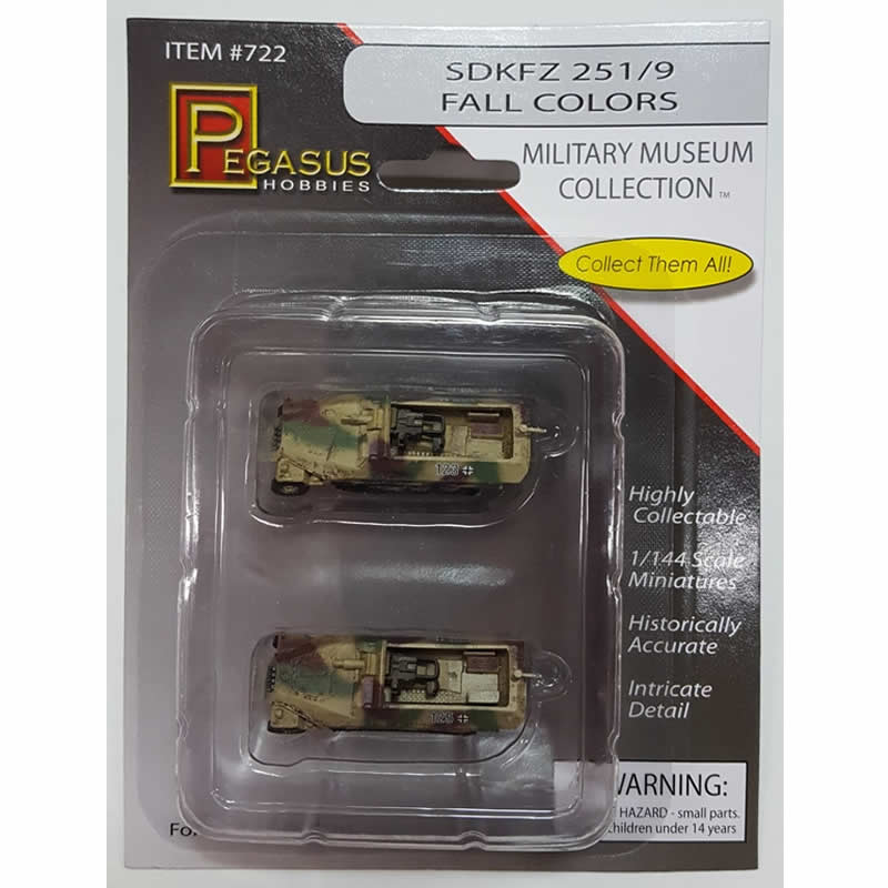 PEG0722 Sdkfz 251-9 Halftrack Fall Colors 1/144 Scale Model Pegasus Main Image