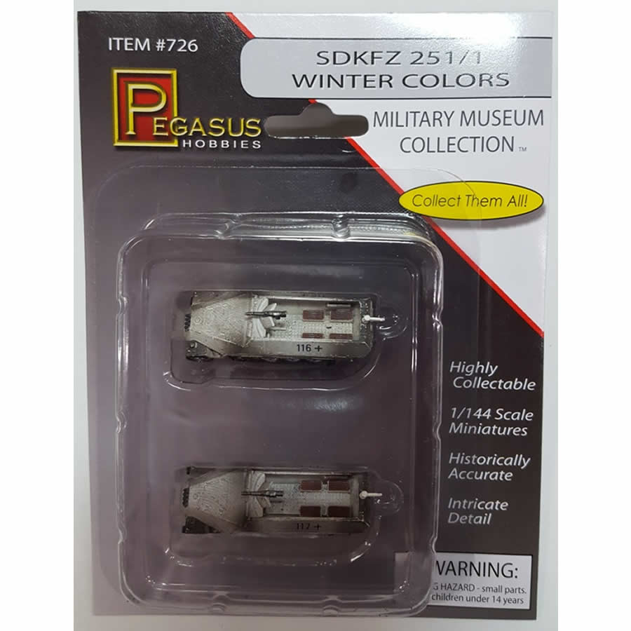 PEG0726 Sdkfz 251-1 Halftrack Winter Camo 1/144 Scale Model Pegasus Main Image