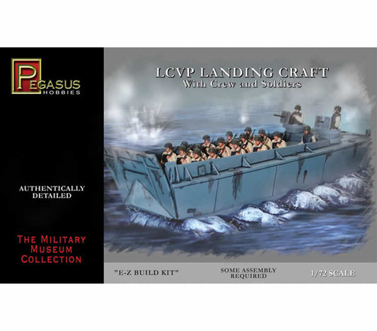 PEG7650 LCVP Landing Craft With Crew And Soldiers 1/72 Scale Plastic Model Kit Main Image