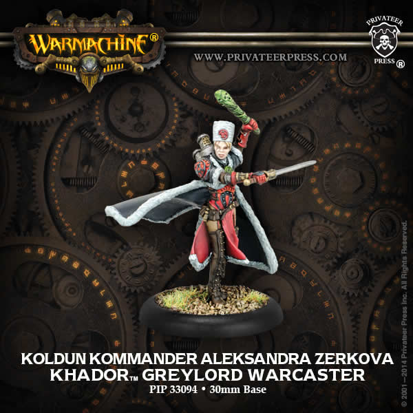 PIP33094 Khador Aleksandra Zerkova Warcaster Khador Main Image