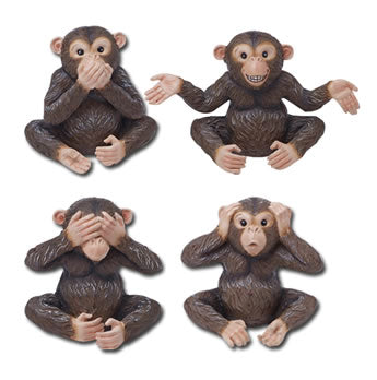 PTG7637 Chimpanzee Set of 4 Figurines by Pacific Trading Main Image