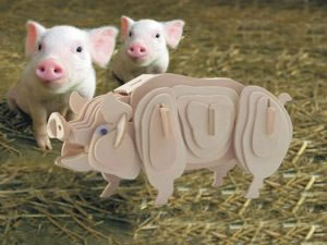 PUZ1266 Pig 3D Wooden Puzzle by Puzzled Inc Main Image