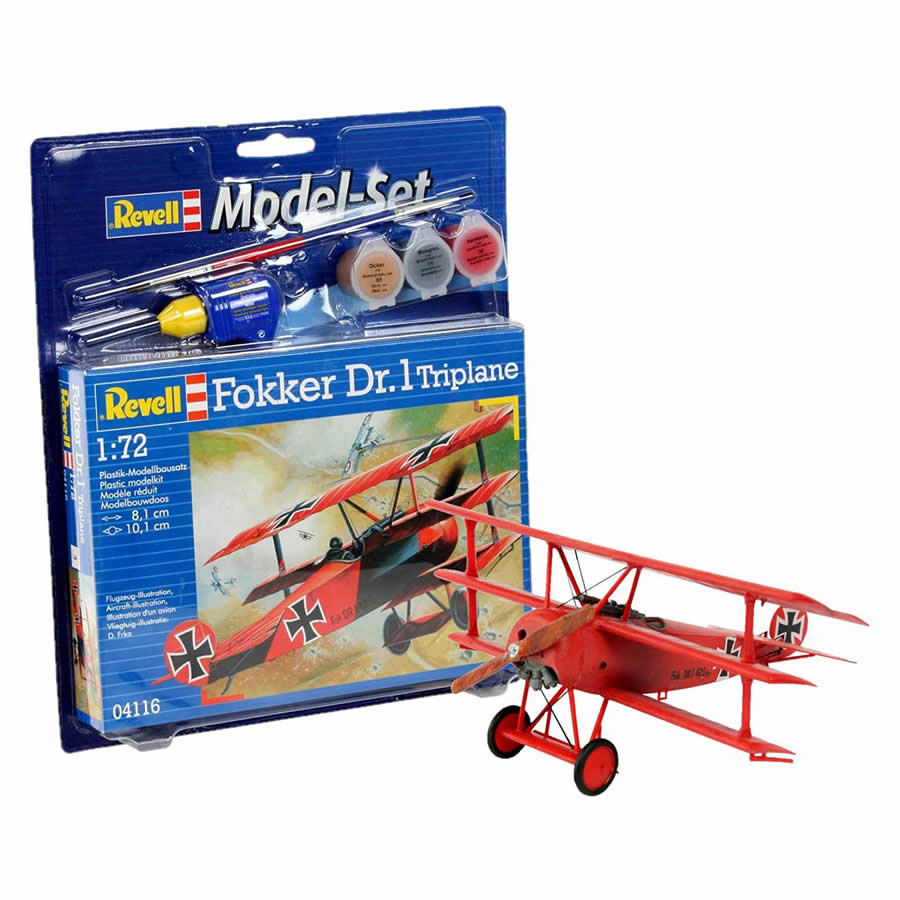 REG64116 Fokker Dr1 Triplane with Paint Kit 1/72 Scale Plastic Model Kit Revell Main Image