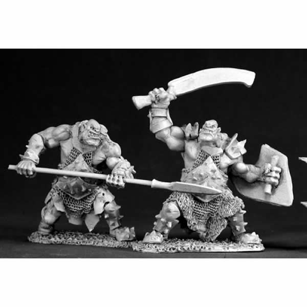 RPR03400 Orc Spearman and Swordsman Miniature 25mm Heroic Scale Main Image