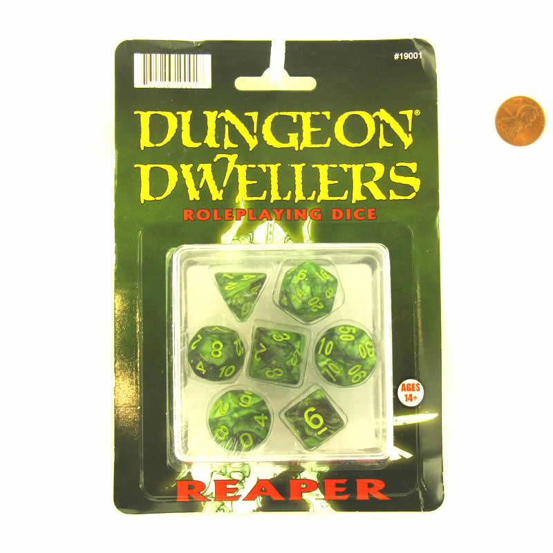 RPR19001 Dungeon Dwellers Pizza Dungeon Dice Set 16mm (5/8 inch) Dungeon Dice