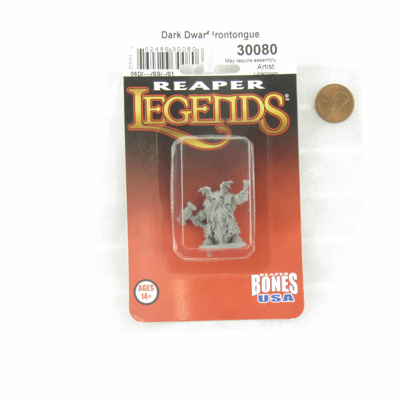 RPR30080 Dark Dwarf Irontongue Priest Miniature Figure 25mm Heroic Scale Reaper Bones USA