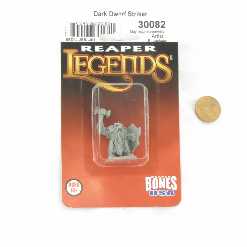 RPR30082 Dark Dwarf Striker Miniature Figure 25mm Heroic Scale Reaper Bones USA