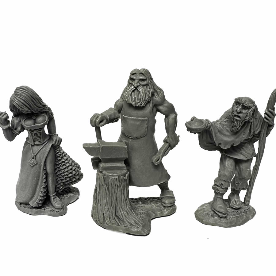 RPR30087 Townsfolk - Strmpet - Blacksmith - Begger Miniatures Figure 25mm Heroic Scale Reaper Bones USA