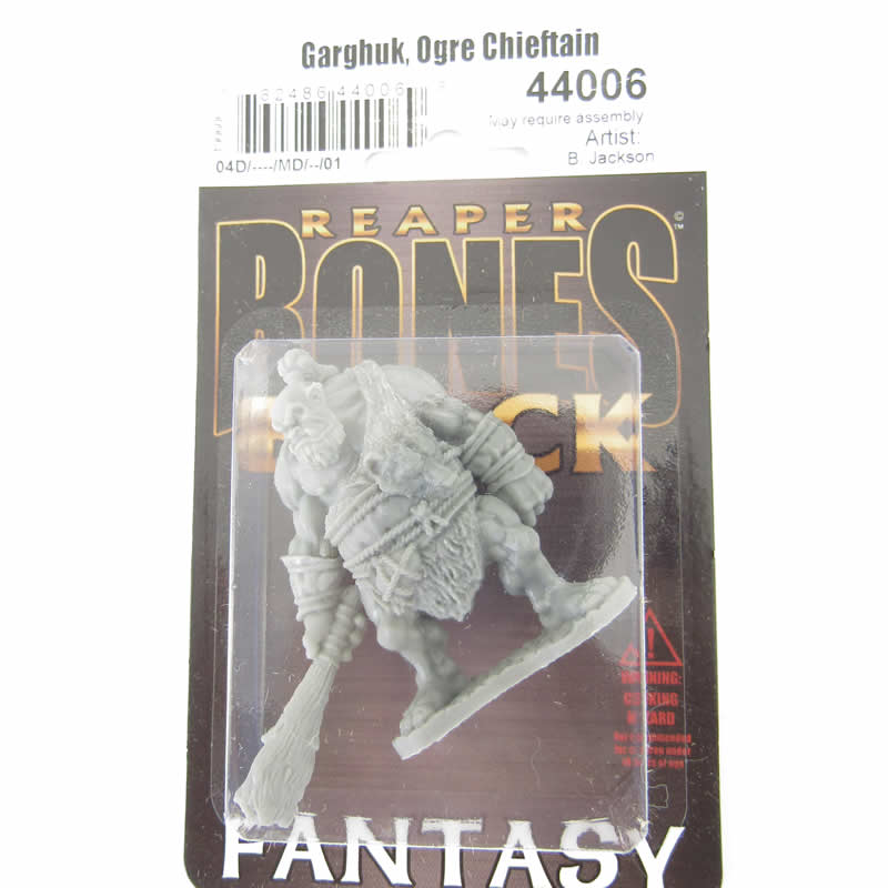 RPR44006 Garghuk Ogre Chieftain Miniature 25mm Heroic Scale Bones Black 2nd Image