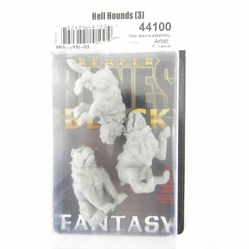RPR44100 Hell Hounds Miniature 25mm Heroic Scale Figure Bones Black 2nd Image