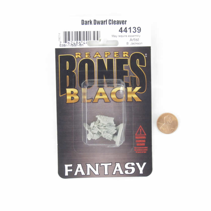 RPR44139 Dark Dwarf Cleaver Miniature 25mm Heroic Scale Figure Bones Black 2nd Image