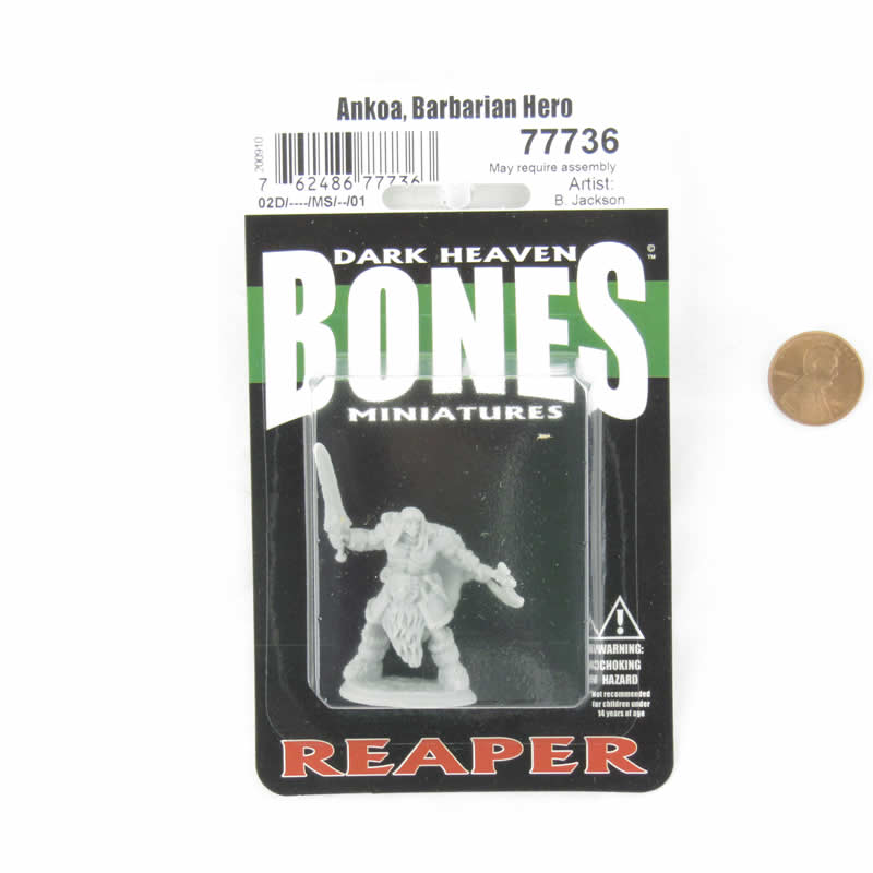 RPR77736 Ankoa Barbarian Hero Miniature 25mm Heroic Scale Figure Dark Heaven Bones 2nd Image