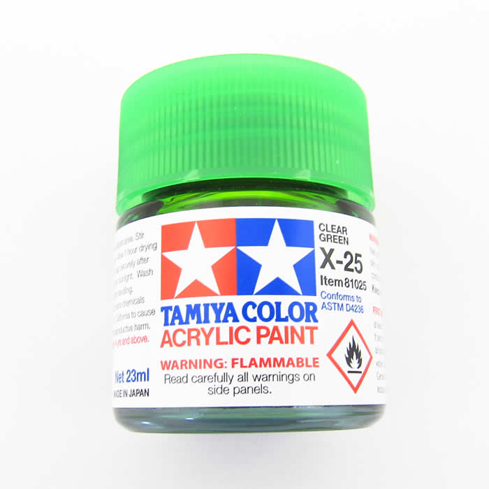 TAM81025 X25 Clear Green Gloss Acrylic 23ml (3/4oz) Bottle Hobby Paint Main Image