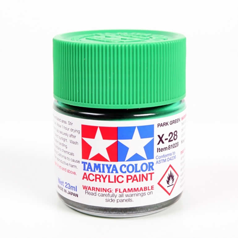 TAM81028 X28 Park Green Gloss Acrylic 23ml (3/4oz) Bottle Hobby Paint Tamiya Main Image