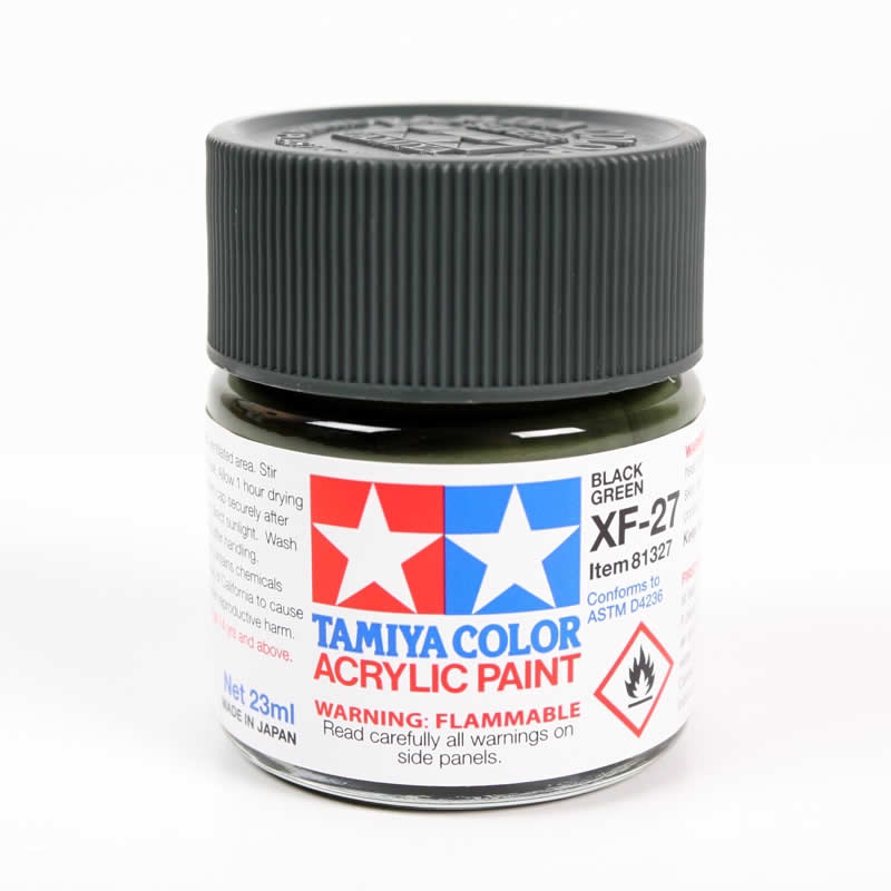 TAM81327 XF27 Black Green Acrylic Paint 23ml Bottle Hobby Paint Tamiya Main Image