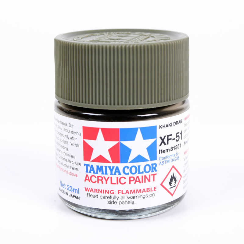 TAM81351 XF51 Khaki Drab 23ml (3/4oz) Bottle Acrylic Hobby Paint Tamiya Main Image