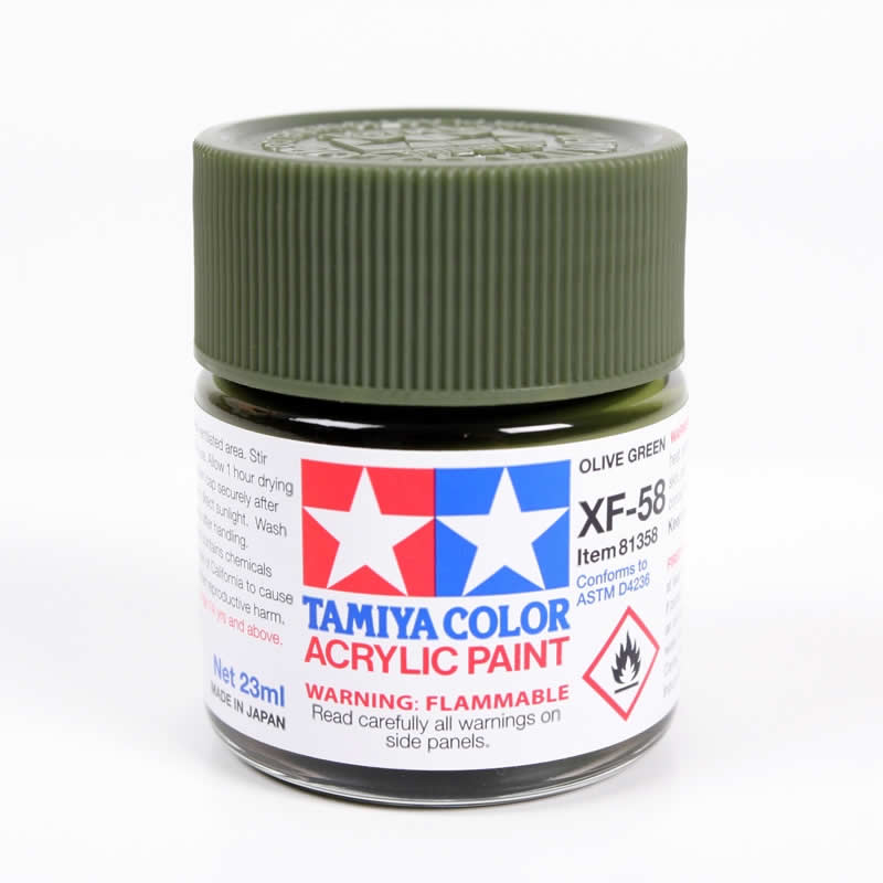 TAM81358 XF58 Olive Green Acrylic Paint 23ml Bottle Tamiya Main Image