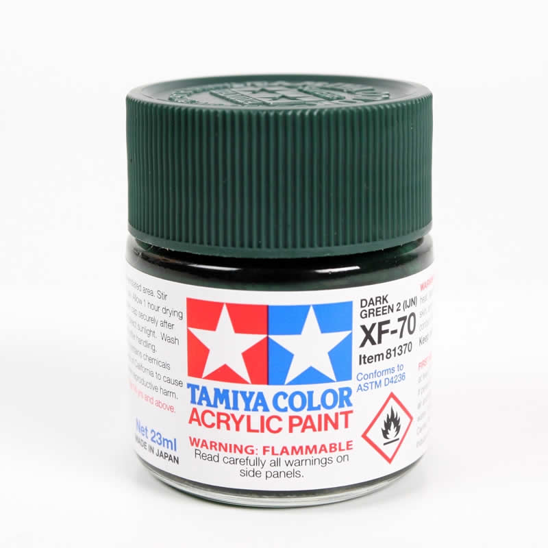TAM81370 XF70 Dark Green Acrylic 23ml (3/4oz) Bottle Hobby Paint Tamiya Main Image