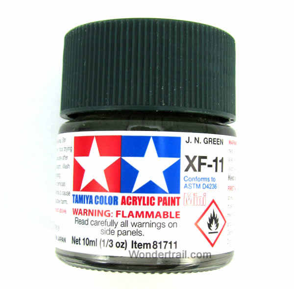 TAM81711 Mini XF-11 Flat Japanese Navy Green Acrylic 10ml (1/3oz) Bottle Hobby Paint Tamiya Main Image