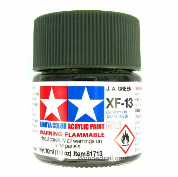 TAM81713 Mini XF-13 Flat Japanese Airforce Green Acrylic 10ml (1/3oz) Bottle Hobby Paint Tamiya Main Image