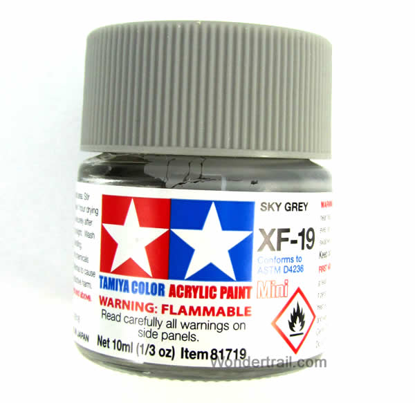 TAM81719 Mini XF-19 Flat Sky Gray Acrylic 10ml (1/3oz) Bottle Hobby Paint Tamiya Main Image
