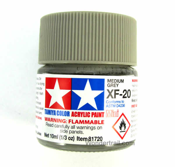 TAM81720 Mini XF-20 Flat Medium Gray Acrylic 10ml (1/3oz) Bottle Hobby Paint Tamiya Main Image