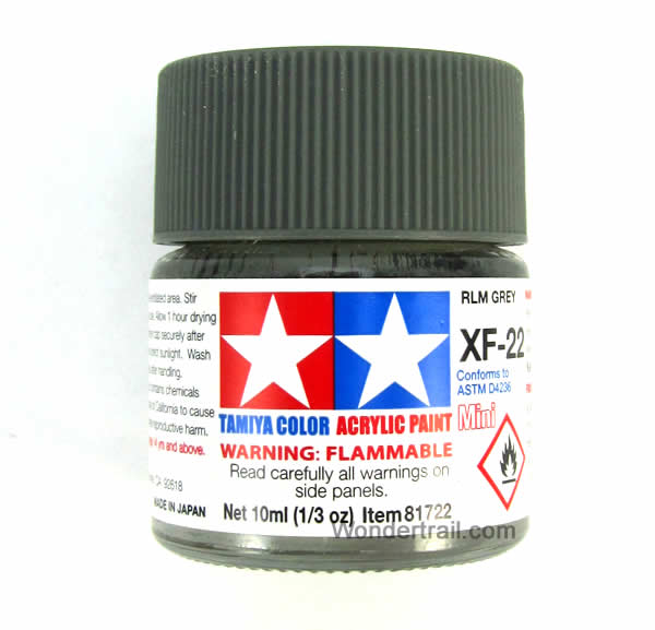 TAM81722PT Mini XF-22 RLM Flat Grey Acrylic 10ml (1/3oz) Bottle Hobby Paint Tamiya Main Image
