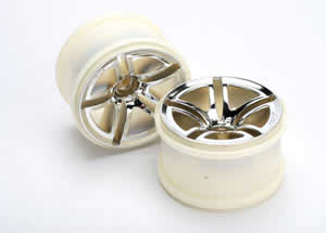 TX5574 Wheels, Twin Spoke Front, 2.8, Chrome, 2 each - Traxxas