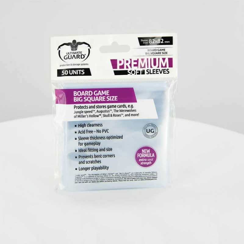 big card sleeves UGDSL010288 Premium Big Square Transparent Pack of 50 Sleeves – Wondertrail