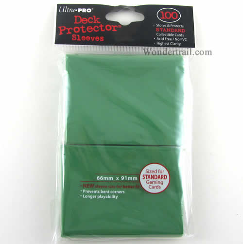 UPR82693 Green Standard Card Sleeves 100 Count Pack Ultra Pro Wondertrail UPR82693 Green Standard Card Sleeves 100 Count Pack Ultra Pro Wondertrail