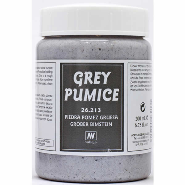 VAL26213 Rough Grey Pumice Stone Effects 200ml (6.75 Fl. Oz) Jar Vallejo Main Image