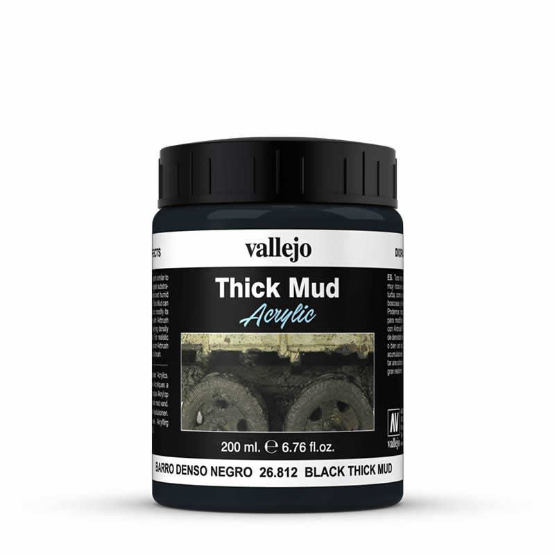 VAL26812 Black Mud Effect 200ml Bottle Vallejo Paints Main Image